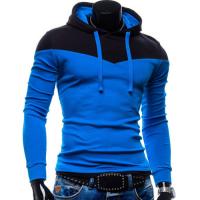 Sweater Hoodie Homme Pull Sport Bicolore capuche Fitted Bleu Noir
